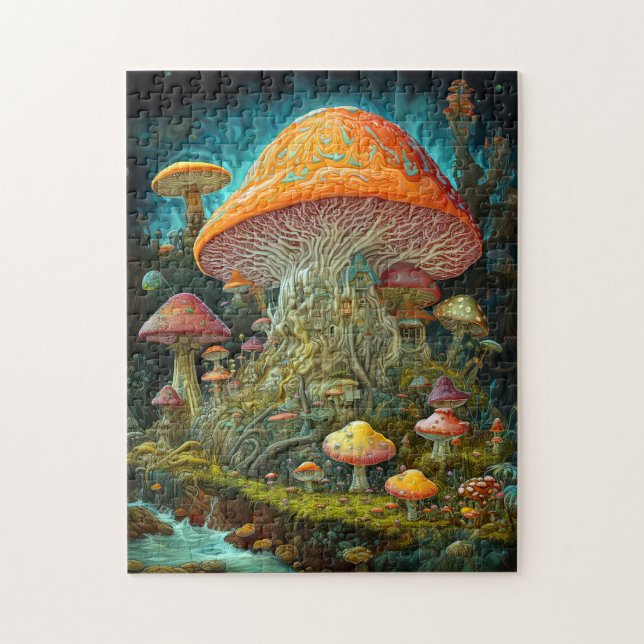 Mushroom liggande Surreal Fantasy Art Pussel (Vertikal)