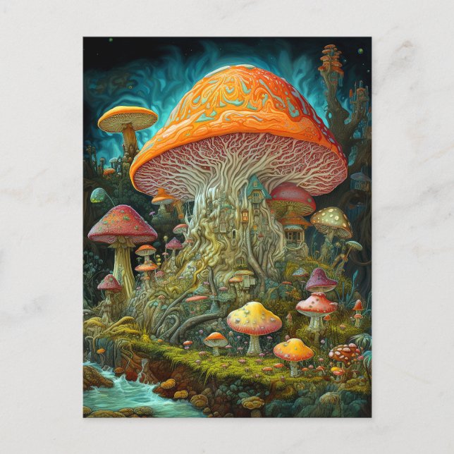 Mushroom liggande Surreal Fantasy Art Vykort (Framsida)