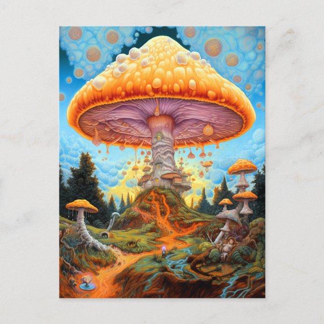 Mushroom liggande Surreal Fantasy Art Vykort (Framsida)