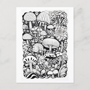 Mushroom line teckning Small Vykort
