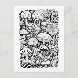 Mushroom line teckning Small Vykort