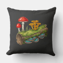 Mushroom Log Fantasy Fungi Illustration