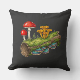  Mushroom Log Fantasy Fungi Illustration Kudde