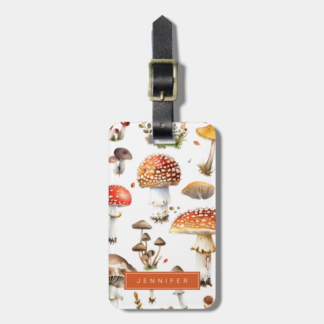 Mushroom Luggage Tag Bagagebricka (Vertikal Framsida)