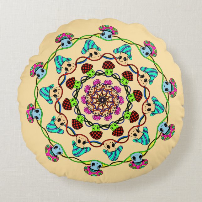 mushroom madness  rund kudde (Framsidan)