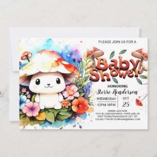 Mushroom Magic Awaits Baby Shower Inbjudningar