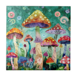 Mushroom Magic Forest Kakelplatta