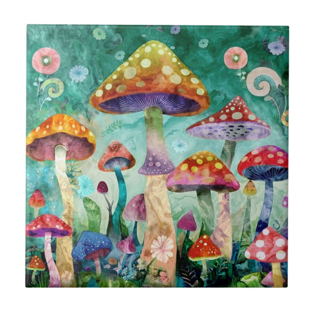 Mushroom Magic Forest Kakelplatta (Framsidan)