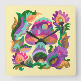 Mushroom Magic Rainbow Trivet Fyrkantig Klocka