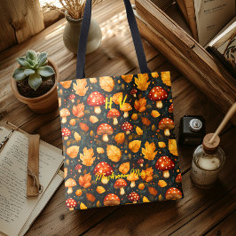 Mushroom Magic Tote med skogdesign hösten Tygkasse
