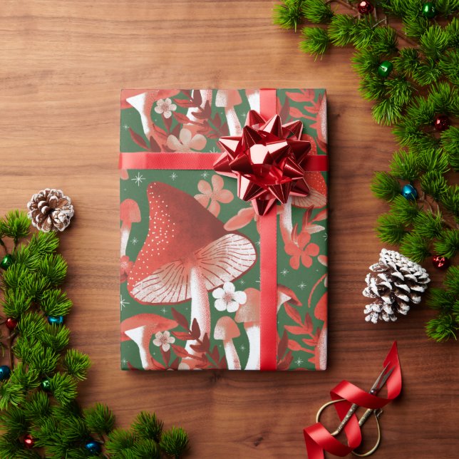 Mushroom Magred and grönt Tissue Paper Presentpapper (Julgåva)