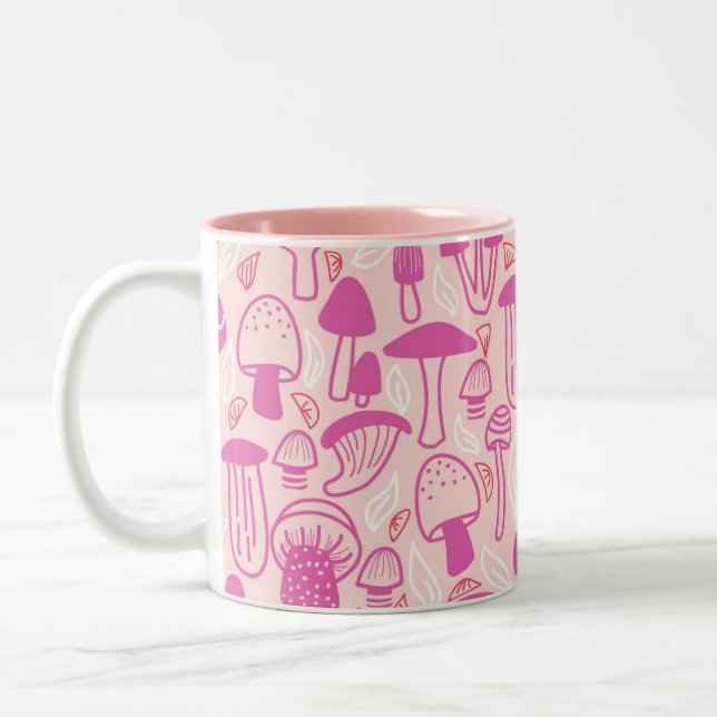 Mushroom Mangenta Rosa Två-Tonad Mugg (Vänster)