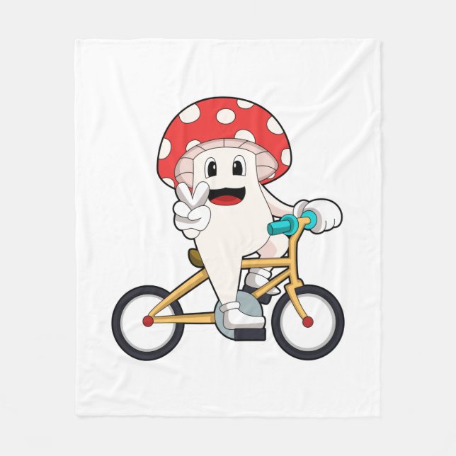Mushroom med Bicycle.PNG Fleecefilt (Framsidan)