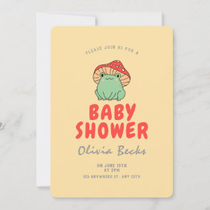 Mushroom med Frog Baby Shower Inbjudningar
