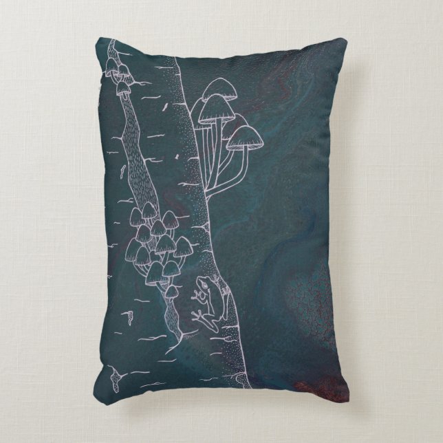 Mushroom Meet at Croaker's Post Prydnadskudde (Framsidan(Vertikal))