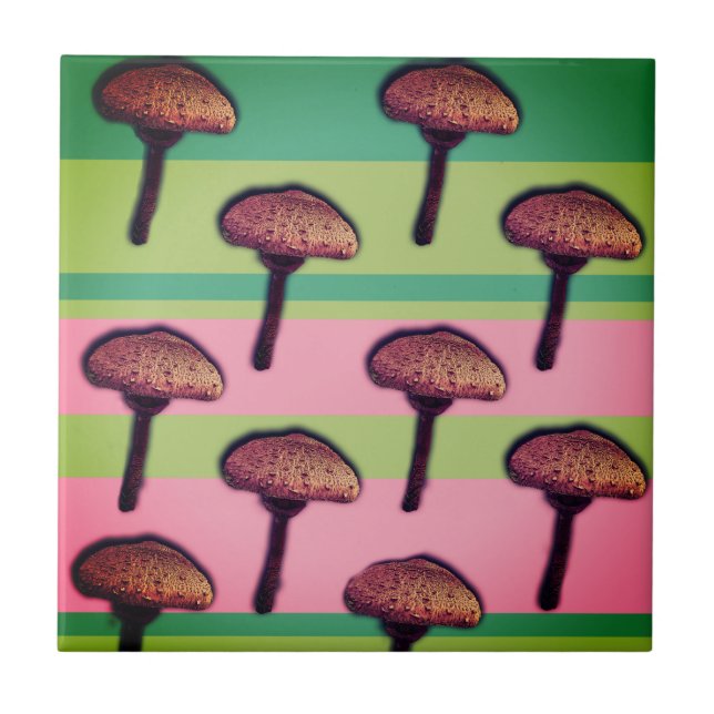 Mushroom mönster Ceramic Photo Tile Kakelplatta (Framsidan)