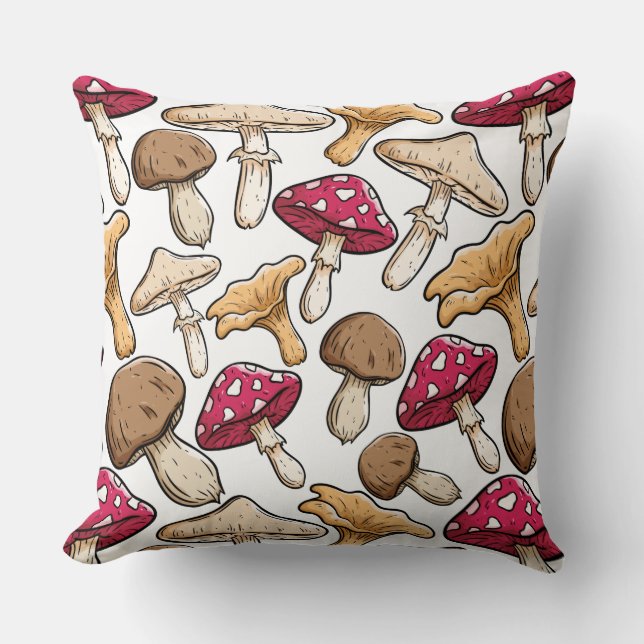 Mushroom Mönster dekorativ kudde (Framsida)