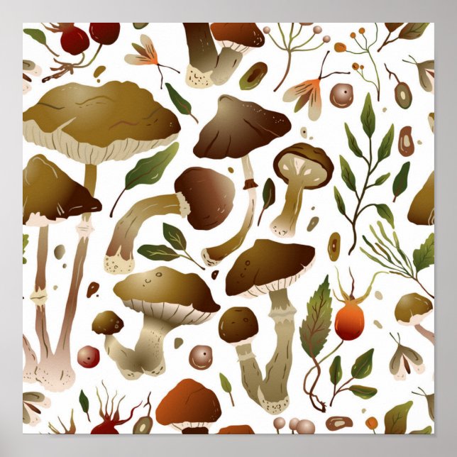 Mushroom mönster poster (Framsidan)