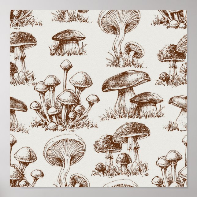 Mushroom mönster poster (Framsidan)