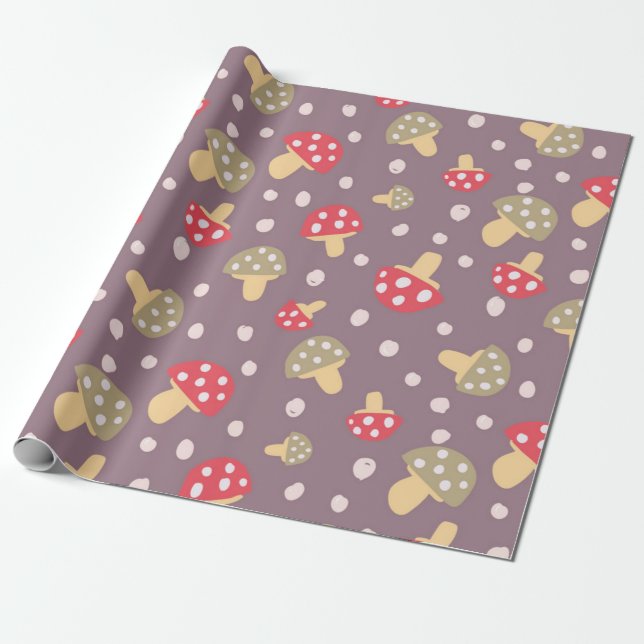 Mushroom mönster presentpapper (Utrullad)