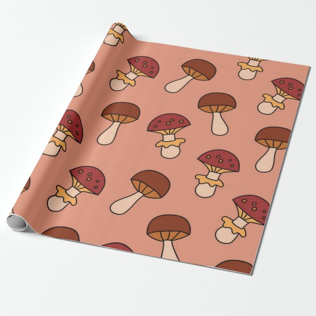 Mushroom mönster presentpapper (Utrullad)
