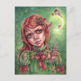 Mushroom Mood Postcard Elf Girl Fantasy Vykort