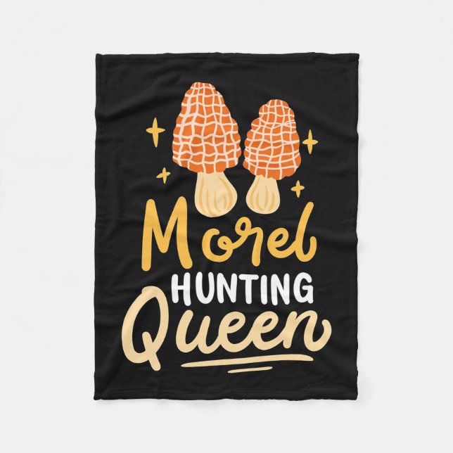 Mushroom Morel Hunting Queen Fleecefilt (Framsidan)
