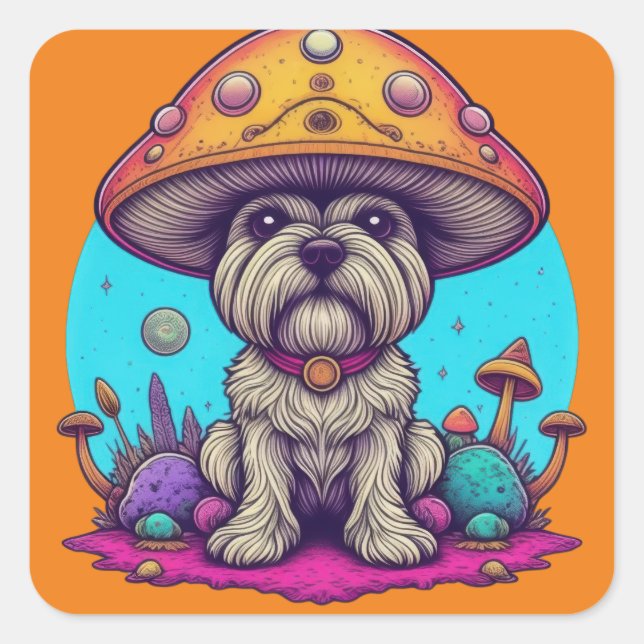 Mushroom Mutt Fyrkantigt Klistermärke (Framsida)