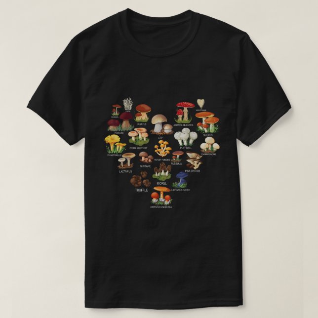 Mushroom Mycology Chart Fungi Lover Shirt T (Design framsida)