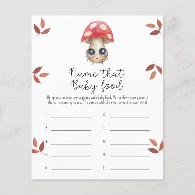 Mushroom Namn, baby Food duschspel (Framsida)