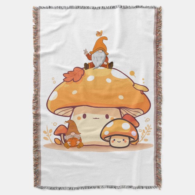 Mushroom och Gnome Fall Filt (Framsidan Vertikal)
