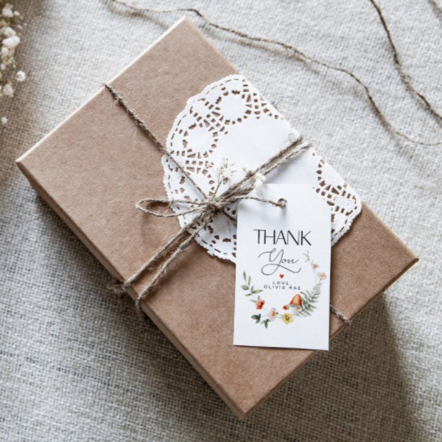 Mushroom och Strawbär Baby Shower eller Birthday Presentetikett (Skapare uppladdad)