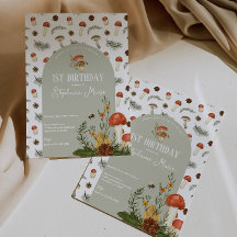 Mushroom och Vild Flowers Birthday