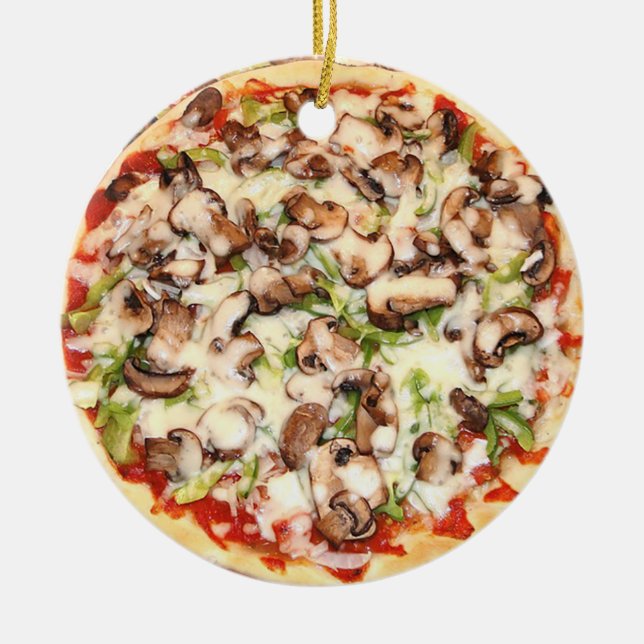 Mushroom Pizza Realistic Food jul Julgransprydnad Keramik (Framsidan)