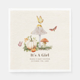 Mushroom Pumpkin Butterfly Woodland Baby Shower Pappersservett