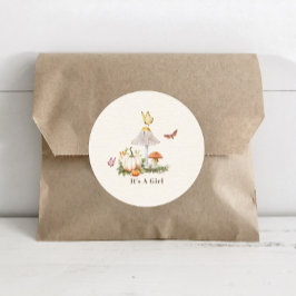 Mushroom Pumpkin Butterfly Woodland Baby Shower Runt Klistermärke