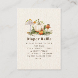 Mushroom Pumpkin Woodland Baby Shower Diaper Raffl Tilläggskort