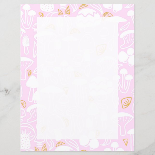 Mushroom Rosa Stationery Papper (Framsida)