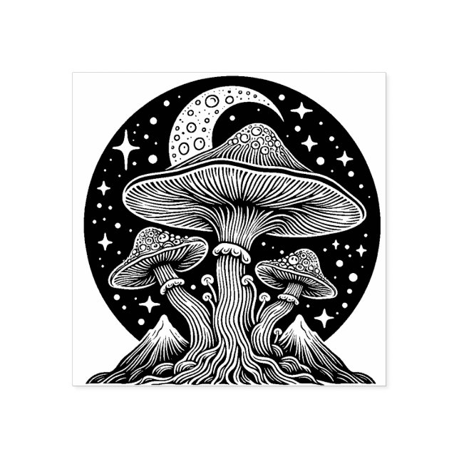 Mushroom Rubber Frimärke Stämpel (Tryck)