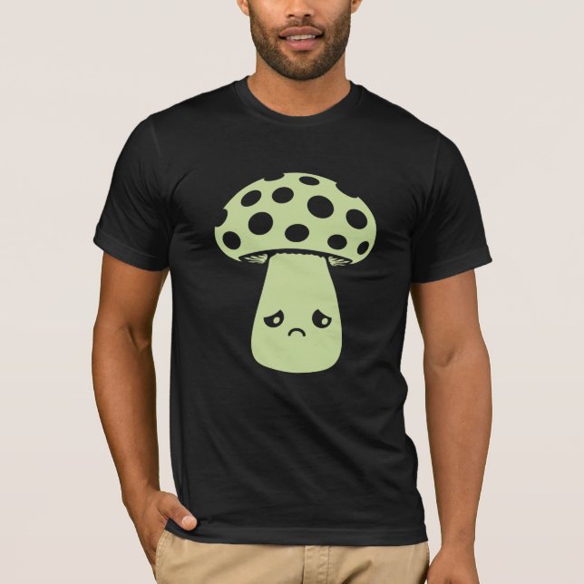 Mushroom Sad Unhappy Face Kawaii Disappointed Mela T Shirt (Framsida)
