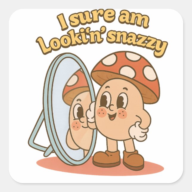 Mushroom Self-Kärlek Fyrkantigt Klistermärke (Framsida)