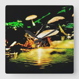 Mushroom Sjö Fyrkantig Klocka