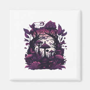 Mushroom Skogen Whimsigoth Witchy Screenprint Desi Magnet