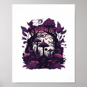 Mushroom Skogen Whimsigoth Witchy Screenprint Desi Poster