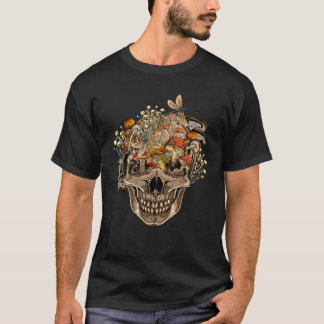 Mushroom Skull Cute Hippie Mushroom För manar kvin T Shirt