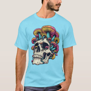 Mushroom Skull Psychedelic Cottagecore Whimsical T Shirt