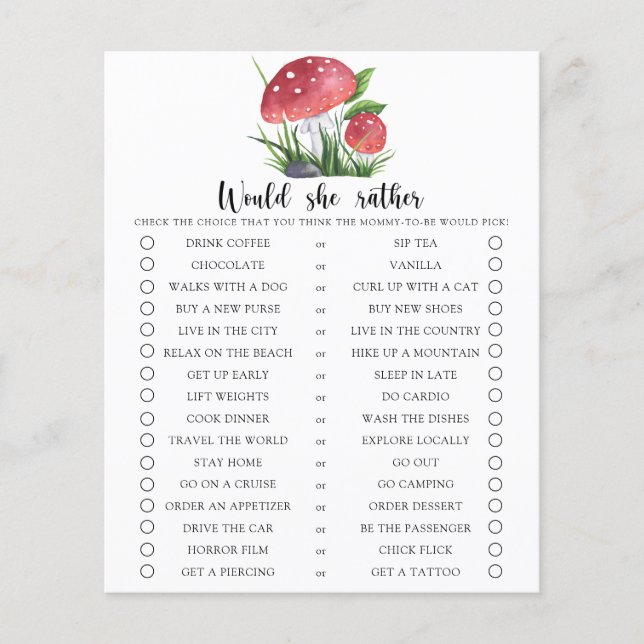 Mushroom, skulle hon hellre visa babykläder? (Framsida)