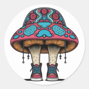 Mushroom Sneaker-tecken Runt Klistermärke