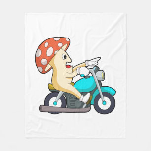 Mushroom som Biker med motorcykel Fleecefilt