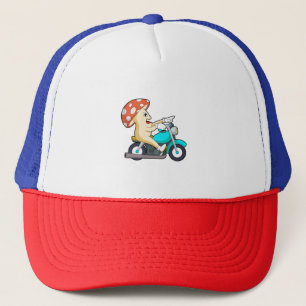 Mushroom som Biker med motorcykel Keps